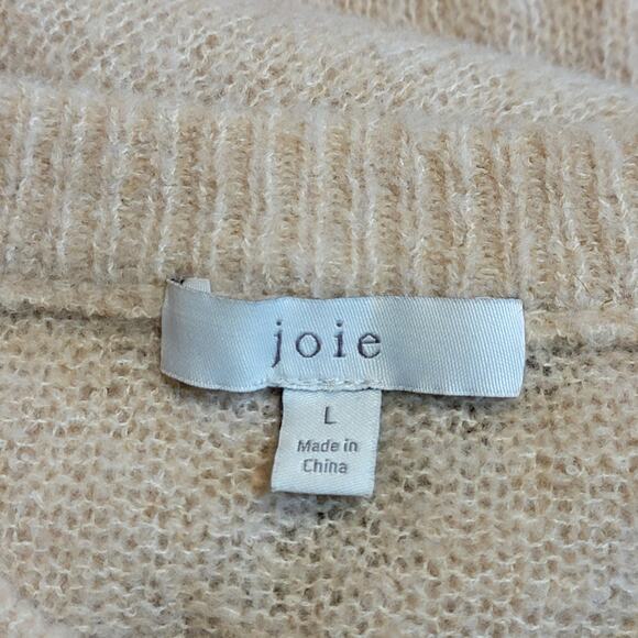 Joie Wool Colorblock Sweater Crew Neck Oversized Tan Brown Pink Fall Winter L - Picture 11 of 14